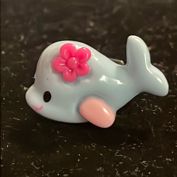 Size 3 JJBA OC Outfit silver tone blue resin dolphin shaped adjustable ring - Picture 1 of 11